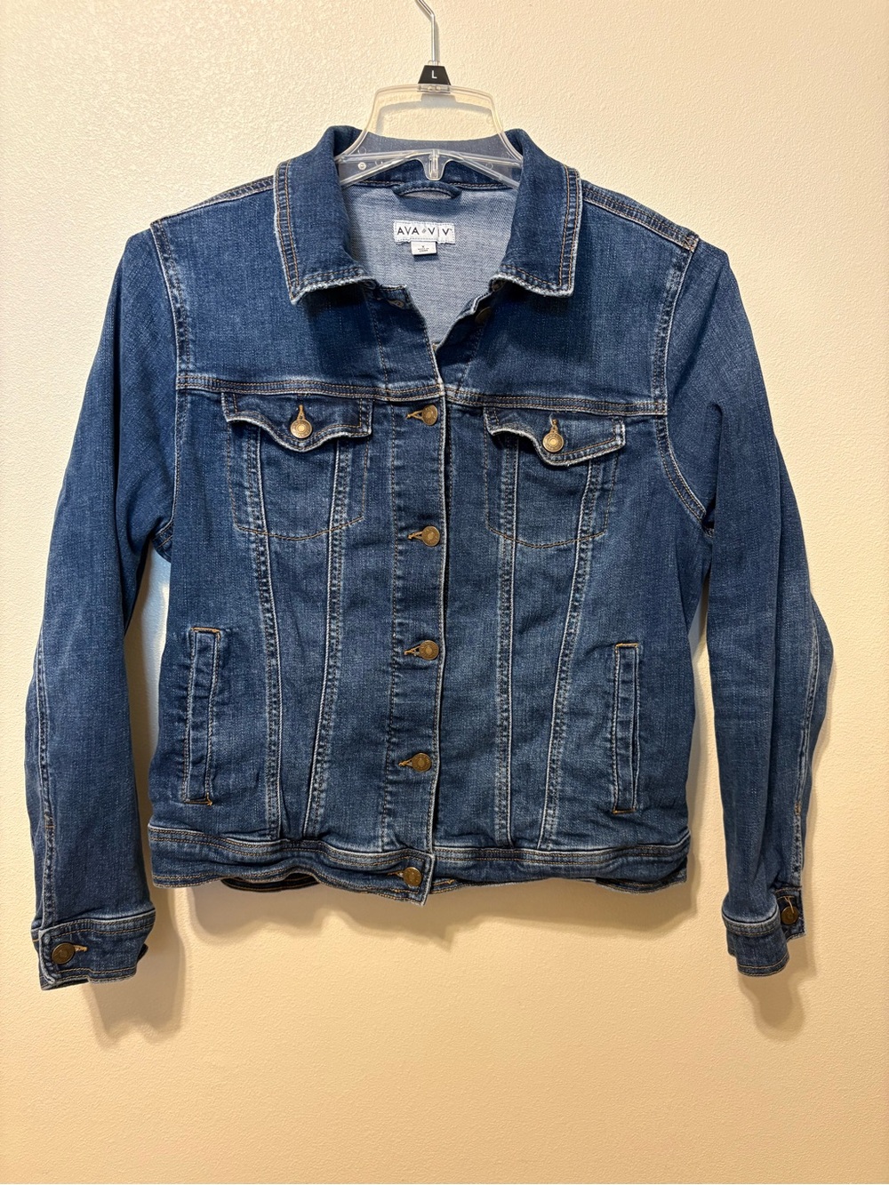Ava & Viv Medium Blue Women's Denim Jacket with Button Front